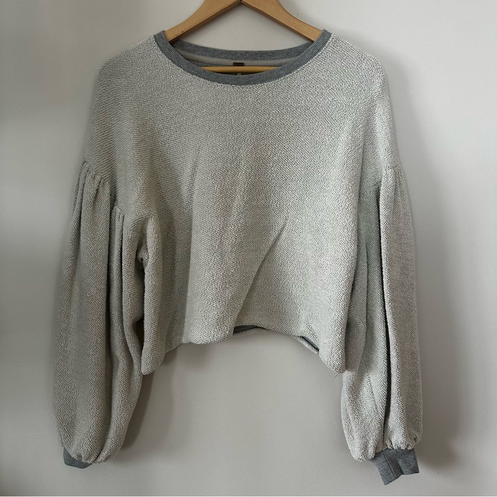 Free People Cropped Balloon Sleeved Sweatshirt